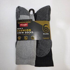 Rustler by Wrangler Men's Cushion Crew Socks, 6 Pairs, Shoe Size 6-12 Black Gray